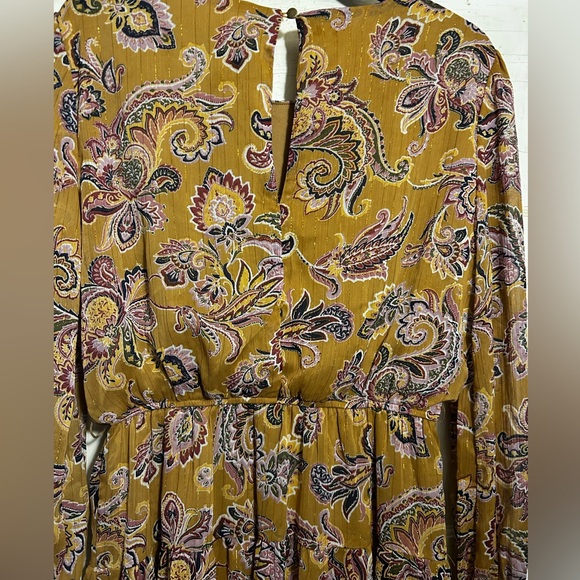 NWOT CITY STUDIO Floral Paisley Dress W/ Belle Long Sleeves Elastic Waist - Picture 10 of 15